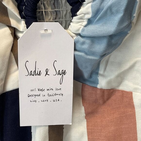 Sadie & Sage Striped Puff-Sleeve Mini summer Dress Smocked Back Multicolor - Picture 3 of 11